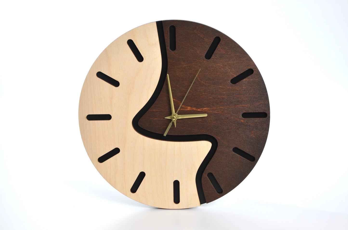Modern Tasarım Sessiz Ahşap Duvar Saati - Lazer Kesim Kontrplak Dekoratif Saat