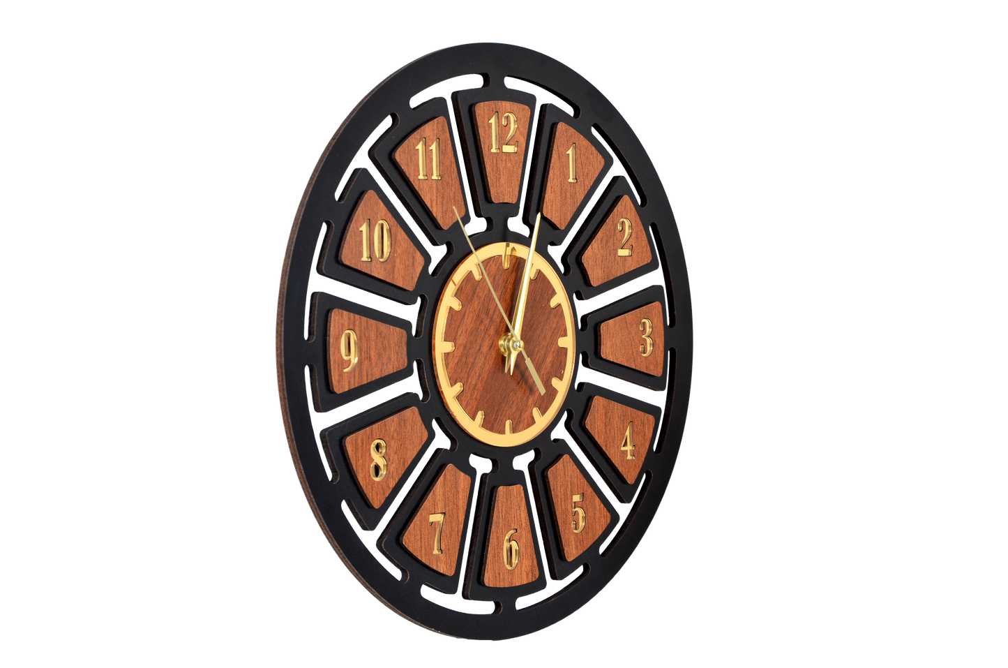 Modern Ahşap Duvar Saati - Sessiz Akar Mekanizma & Pleksi Detaylı Duvar Dekoru