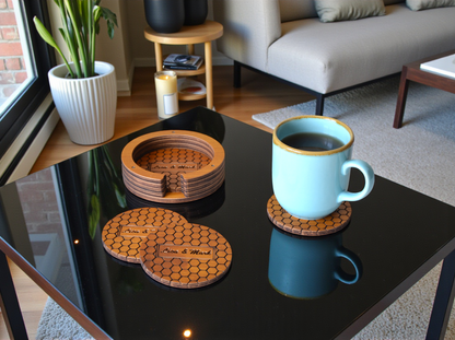 Modern Yuvarlak Ahşap Bardak Altlığı Seti, Lazer Kesim Huş Kontrplak, 4'lı Minimalist İskandinav Tarzı Mutfak Dekoru