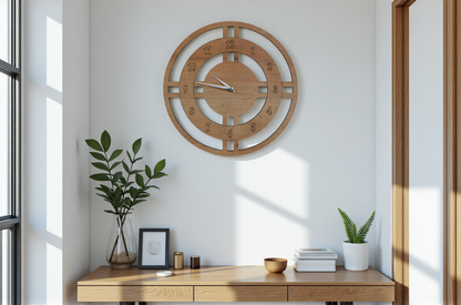 Minimalist Ahşap Duvar Saati - Sessiz Mekanizmalı Salon Saati - AXEN