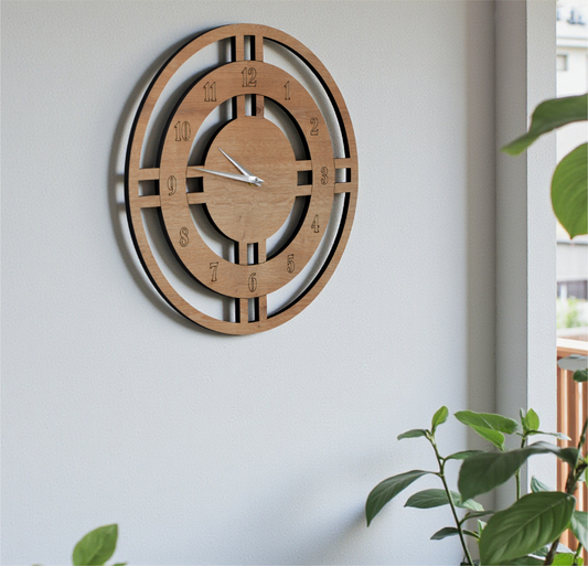 Minimalist Ahşap Duvar Saati - Sessiz Mekanizmalı Salon Saati - AXEN