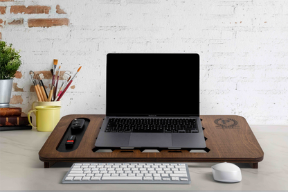Ergonomik Ahşap Laptop Standı, Doğal Huş Kontrplak Masaüstü Stand, Ofis Aksesuarı