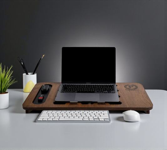 Ergonomik Ahşap Laptop Standı, Doğal Huş Kontrplak Masaüstü Stand, Ofis Aksesuarı